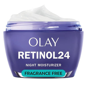 Olay Retinol 24 Face Moisturizer Anti-Aging Night Cream for Women Fragrance-Free Non Greasy - Anti-Wrinkle Smooth Fine Lines Tightening Hydrating Skin Care - Peptides Glycerin 1.7 Oz
