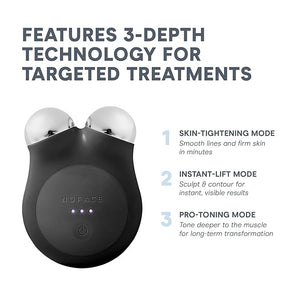 NuFACE MINI+ Microcurrent Facial Device Kit - FDA Cleared Face Sculpting &amp Skin Tightening Device to Contour Lift &amp Tone + Microcurrent Gel Activator &amp Silk Creme - Midnight Black