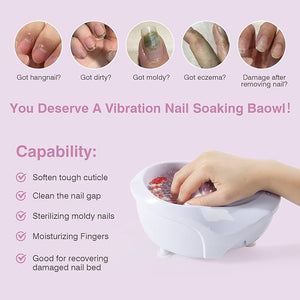 Electric Nail Soaking Bowl Manicure Bath Bowl Vibration Nail Spa Massage Nail Salon Bowl with 7 Modes for Nail Caring