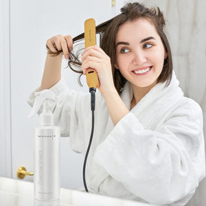 Moehair Hair Straightener 1.5'' with Thermal Heat Spray (8Fl oz) Hairstyling Kit Flat Iron for Curly Hair and Titanium Plates Hair Straightener Heat Protectant Spray Suitable for All Hair Types