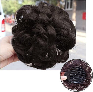 HIHELO Synthetic Curly Hair Bun Hair Clips Women Ponytail Extensions Messy Bun Hair Hoops Extensions Wig Hair Accessories (Color : D)