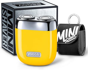 yoose Alloy Mini Shaver, Portable Electric Razor for Men, IPX7 Waterproof, Dry Shave, USB-C Rechargeable, Easy to Clean Magnetic Detachable Head, Cordless Electric Shaver, 60 Mins Runtime, Yellow