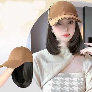 Women's Hat wig Duck Tongue hat collarbone Hair Straight hair inner Buckle wig Baseball Cap Sun Hat Wave Curly Hair