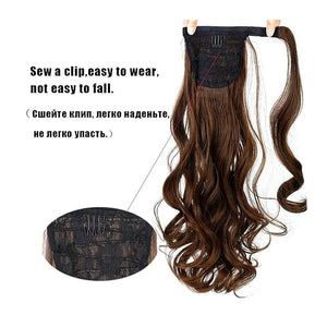 Hair Buns Hair Piece 22 Long Wavy Ponytail Lengthening Synthetic Curly Wraparound Ponytail Hair Extension Hair Clip Women Wig Curly Bun Hair Accessories For Girls ( Color : 09  Size : 22inches )
