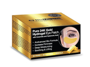 BioMiracle Pure 24K Gold Hydrogel Eye Mask Patch, Under Eye Treatment, Luxury Advanced Bio Formula for Firmness, Moisture, Soothing &amp; Lifting (60 Pieces)