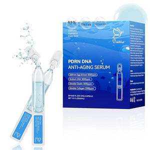 Salmon DNA PDRN Anti-Aging Serum 5000ppm Salmon Egg DNA Ampoule 2000ppm Collagen Glutathione Niacinamide &amp 6 Hyaluronic Acids Korean Skincare for Wrinkles &amp Radiance0.05 fl.oz x 30e