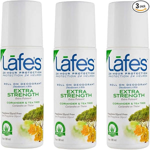 Lafe's Natural Deodorant | 3oz Roll On Aluminum Free Natural Deodorant for Women &amp Men | Paraben Free &amp Baking Soda Free with 24-Hour Protection | Extra Strength |2.5 Ounce (Pack of 3)