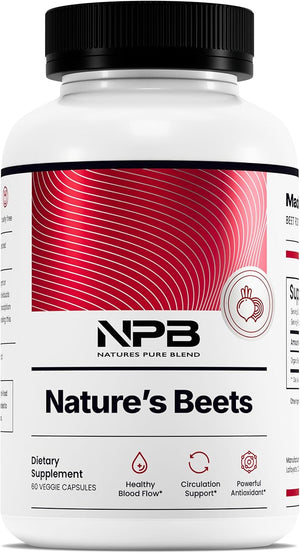 Nature's Pure Blend Organic Beet Root Powder Capsules ? Beet Root Capsules &amp Beets Supplements for Circulation ? L Arginine ? Nitric Oxide Supplements ? 1500MG