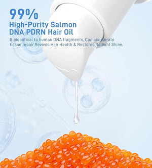Salmon DNA PDRN Hair Oil Deep Repair for Dry Damaged Hair Instant Smoothness &amp Shine Heat Protectant for Frizz Control Lightweight with Argan Jojoba &amp Squalane Oil 2.03 fl.oz