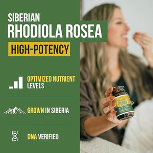 Max Strength Siberian Rhodiola¢ç: Rhodiola Rosea 5% Rosavins 2% Salidroside &amp BioPerine¢ç for Enhanced Absorption ? Helps Support Stress Energy &amp Focus* ? Grown in Siberia DNA Verified (60 Ca