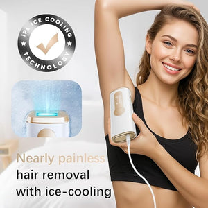 Laser Hair Removal IPL Laser Hair Removal Device for Women &amp Men Safe at-Home Nearly Painless 45¡ÆF Ice-Cooling Contact Long-Lasting Result for Full Body &amp Face Off-White
