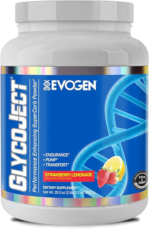 Evogen GlycoJect - Super Carb Powder | Rapid Absorption for PreWorkout | Carbohydrate Powder for Endurance | Post-Workout or Pre Workout Powder for Men &amp Women | Strawberry Lemonade | 36 Servings