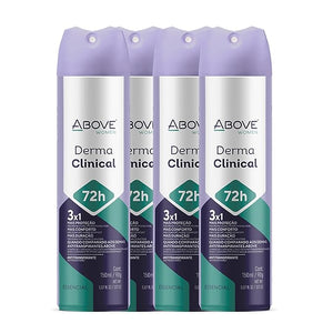 ABOVE 72 Hours Antiperspirant Deodorant Derma Clinical 4 Pc - Dry Spray Deodorant for Women - Antiperspirant Spray - No Stain - Cruelty-Free