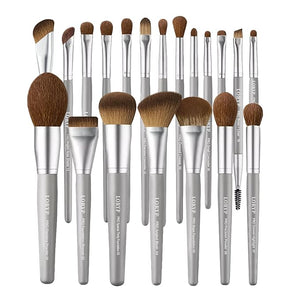 LORYP Makeup Brush Set Soft Vegan Professional Cosmetic Brushes for Face &amp Eyes Gray 20 Pcs Full-Size