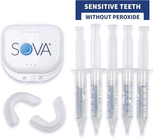 SOVA White - Teeth Whitening Kit - Includes 2 Custom-Fit Trays 5 Whitening Gel Applicators &amp Protective Case - Non-Peroxide for Sensitive Teeth - BPA Latex Phthalates &amp PVC Free