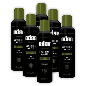 Edge Shaving Gel for Men, Soothing Aloe with Twice The Aloe, (6 Pack) - Shave Gel For Men That Moisturizes, Protects and Soothes To Help Reduce Skin Irritation