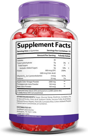 Justified Laboratories (2 Pack Turbo Ripped Keto ACV Gummies Extreme 2000MG Turbo Ripped Keto Gummies Apple Cider Vinegar Formulated with Pomegranate Beet Juice Powder B12 Vegan Non GMO 120 Gummys