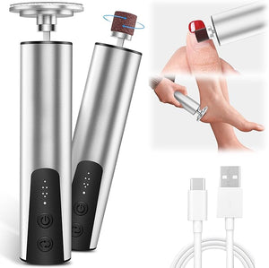 Electric Foot Callus Remover (6 Speed Adjustable) 2 in 1 Electric Foot File Nail Grinder Rechargeable Foot Sander Pedicure Tools for Feet Dead Skin with Sandpaper Disk and Nail Drill Bits Silver