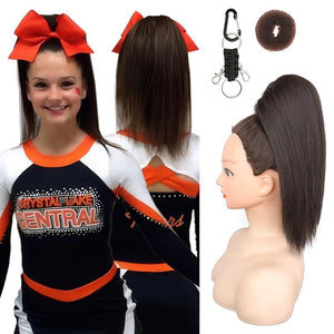 SEIKEA Cheer Ponytail Hair Piece 14 Straight Cheerleader Hairpiece Ponytail Extension for Cheer Competitions Dance Costume Dress up Soft Natural Look for Girls Teens Dark Brown