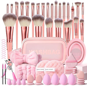 65Pcs Pink Makeup Brushes Set Professional Makeup Kit Multi-functional Makeup Tool Set with Case Facial Makeup Accessories Foundation Makeup Brush Kit Eye and Face Make up Brushes &amp Tools
