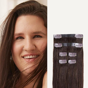 Luxy 100% Remy Human Hair Extensions for Thin Hair Thinning Hair Fill-Ins ? 6 Seamless Wefts Multi-Dimensional Color Blend - Natural-Looking Volume &amp Coverage 50 grams 12 Chocolate Brown Thinning