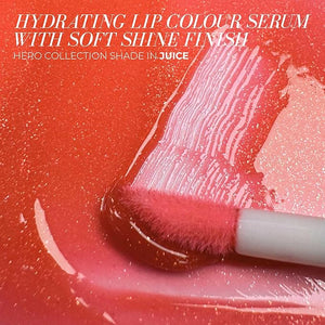 FITGLOW Beauty Lip Colour Serum | Hydrating Lip Gloss | Plumping Anti-Aging Lip Treatment | Natural Shine with Pomegranate Sterols &amp; Collagen | Buildable Color for Dry Chapped Lips | Juice - 10g