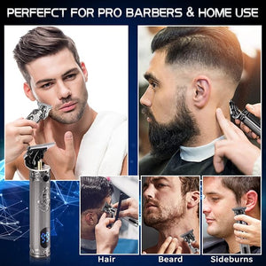 KEMEI Professional Hair Clippers for Men Pro Li Grooming Beard Trimmer Shavers Close Cutting Salon Cordless Rechargeable Quiet KM-700H Silvery