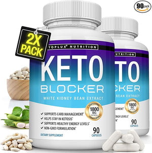 Toplux Keto Blocker Pills White Kidney Bean Extract - 1800 mg Natural Ketosis Support Keto Diet for Men Women 90 Capsules Supplement
