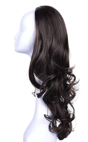 Onedor 23 Curly Hair Women Ladies 3/4 Half Wig Premium Japanese Synthetic fibers Wigs with Secured Mesh Head Cap (R6)