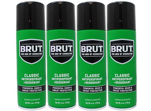 BRUT Anti-Perspirant Deodorant Spray, Classic 6 oz (Pack of 4)