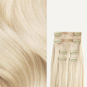 Luxy 100% Remy Human Hair Extensions for Thin Hair Thinning Hair Fill-Ins ? 6 Seamless Wefts Multi-Dimensional Color Blend - Natural-Looking Volume &amp Coverage 80 grams 16 Platinum Blonde Thinning