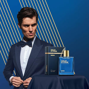 Wild Stone Hero Perfume for Men| Luxury Eau De Parfum | Long-Lasting Fragrance | Premium Perfume for Men | Infused with Aromatic &amp; Marine Notes 100 ml 3.4 Fl oz | Vegan | Clean Ingredients