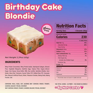 Prime Bites Protein Brownie from Alpha Prime Supplements | High Protein Collagen Fortified Low Sugar Treat | Delicious Snack | 12 Bars per Box (Birthday Cake Blondie)