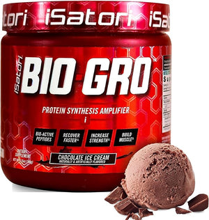 iSatori BIO-GRO Protein Synthesis Amplifier for Muscle Recovery &amp Growth Enhanced Stimulant Free Pre-Workout &amp Colostrum Supplement with Bio-Active Peptides- Chocolate Ice Cream (60 Servings
