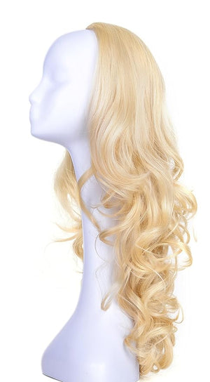 Onedor 23 Curly Hair Women Ladies 3/4 Half Wig Premium Japanese Synthetic fibers Wigs with Secured Mesh Head Cap (613)