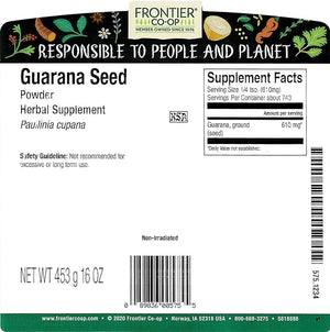 Frontier Co-op Guarana Powder 1lb Bulk Bag - Pure Powder from Natural Guarana Seeds Ideal for Energizing Beverages &amp Guarana Drinks Kosher