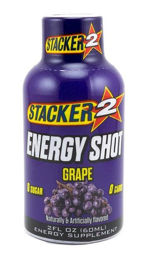 Stacker 2 Energy Shots Grape Flavor 2oz. Shots (24 Bottles)