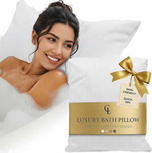 Luxury Bath Pillow for Tub - Thick and Comfortable Bathtub Pillow Support for Head and Neck and Back - Washable Quick-Drying Bath Pillows - Bath Cushion for Home Spa - Fits Any Bathtub - White