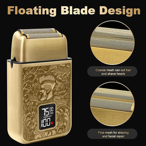 GEC Shavers for Bald Men Foil Shaver with 3 Adjustable Speeds Rechargeable Shaver Trimmer with LED Display for Face Barber Supplies Beard Trimmer Gifts for Men