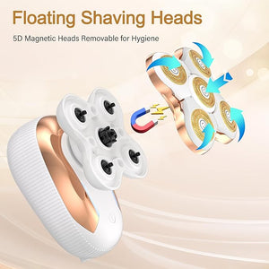 Electric Razors for Women Legs &amp Body 5D Magnetic Floating Head | Wet Dry Shaver 90 Min Cordless Runtime USB-C Quick Charge Smooth Finish Gold