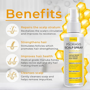 Psoriasis Scalp Spray | Psoriasis and Dandruff Treatment for Scalp Yeast Infections Psoriasis Flare-Ups &amp Folliculitis | Antifungal Ringworm Itchy Scalp Spray for Psoriasis Dryness