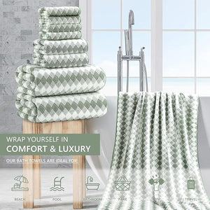 8 Piece Bathroom Towel Set Green |2 Oversized Large Bath Towels Sheet2 Hand Towels and 4 Washcloths| 600GSM Ultra Soft Luxury Premium Towel Set Highly Absorbent Quick Dry Hotel Towel Collection