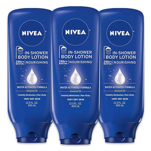 NIVEA Nourishing In Shower Lotion Body Lotion for Dry Skin 13.5 Fl Oz Bottle(Pack of 3)