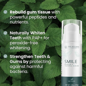 Smile Toothpaste - Gum Health Natural Whitening Smooth Feel - Flouride-Free Peroxide-Free BPC-157 Peptide