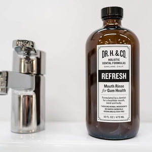 Dr. H. &amp Co. Dentist Formulated Refresh Mouthwash - All Natural Herbal and Holistic Mouth Rinse for Healthy Gums and Teeth (16oz)