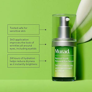 Murad Retinol Youth Renewal Eye Serum - Retinol Eye Serum Visibly Improves Undereye Puffiness Dark Circles and Reduces the Appearance of Fine Lines Gentle Enough for Nightly Use - 0.5 oz