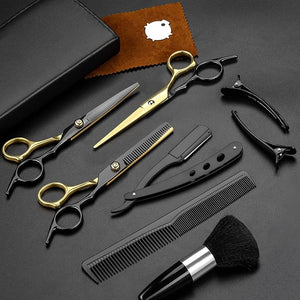 Hair Scissors11Pcs Professional Black Gold Hair CuttingStainless Steel Barber SuppliesStraight Thinning Shears Multi Use Haircut Sets for Home Salon Barber