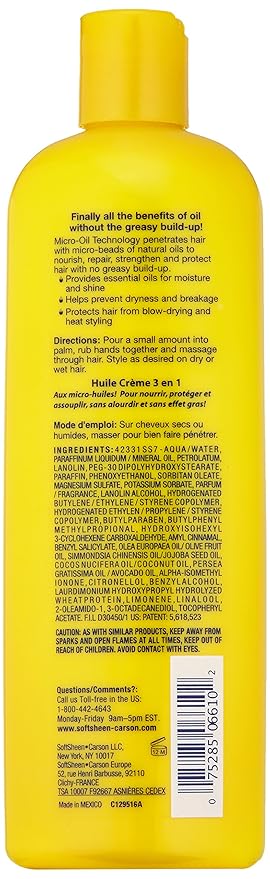 SoftSheen-Carson Optimum Oil Therapy ft Micro-Oil Technology 3-in-1 Cr?me Oil Moisturizer with Coconut Oil Avocado Oil Jojoba Oil and Olive Oil Helps Moisturize Nourish and Protect 9.7 fl oz