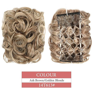 EARSHOT Hair Buns Hair Piece Synthetic Messy Bun Wig Hair Pieces Wavy Curly Bun Ponytail Hair Extensions Bun Hair Comb Women Bun Wig Hair Accessories For Girls (Color : 14T613)
