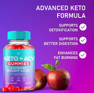 (3 Pack) Keto ACV Gummies Advanced Weight Loss ACV Keto Gummies for Weight Loss Women Men Keto + 1000MG Apple Cider Vinegar Advanced Fat Burn Dietary Support Gummy Supplement Formula (180 Gummies)